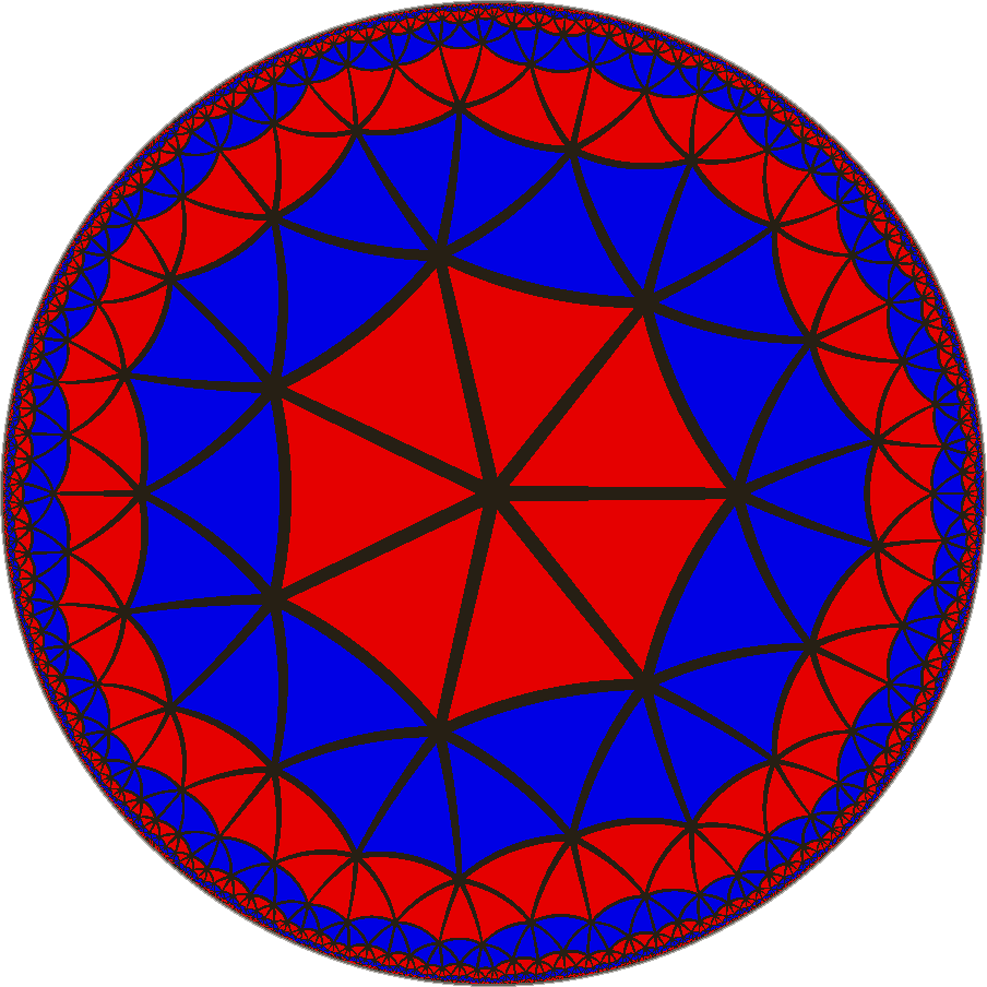 A tiling of the hyperbolic plane by equilateral triangles colored by concentric rings